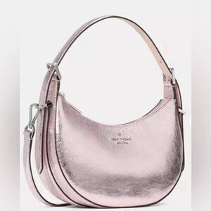 NWT Kate Spade Nova Crinkle Metallic Small Crescent Shoulder Bag